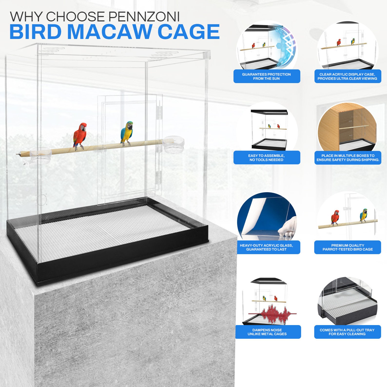 View of Macaw Acrylic Cage With No Base - Etsy