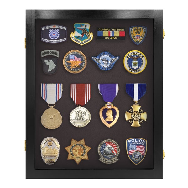 Medal Display Case & Pins Display Case / Military / Fireman / Police / Boy Scout Patches / Made in the US