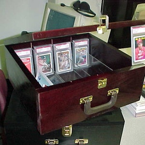 Storage box for Baseball Cards, Sportscard Storage box, Graded Cards Storage Box, Cherry Finish, PSA, Beckett, BGS, baseball Card Display