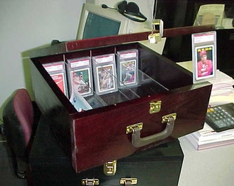 Storage box for Baseball Cards, Sportscard Storage box, Graded Cards Storage Box, Cherry Finish, PSA, Beckett, BGS, baseball Card Display