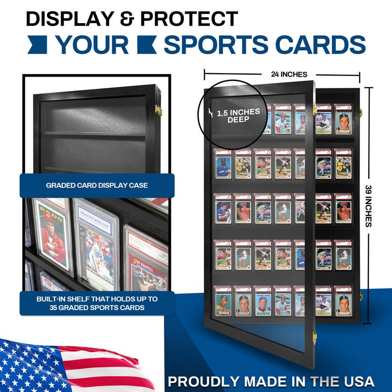 Baseball, Football, Sports Card Display case, Display case for Graded Sports cards, PSA, Beckett graded cards 35 Deep image 5