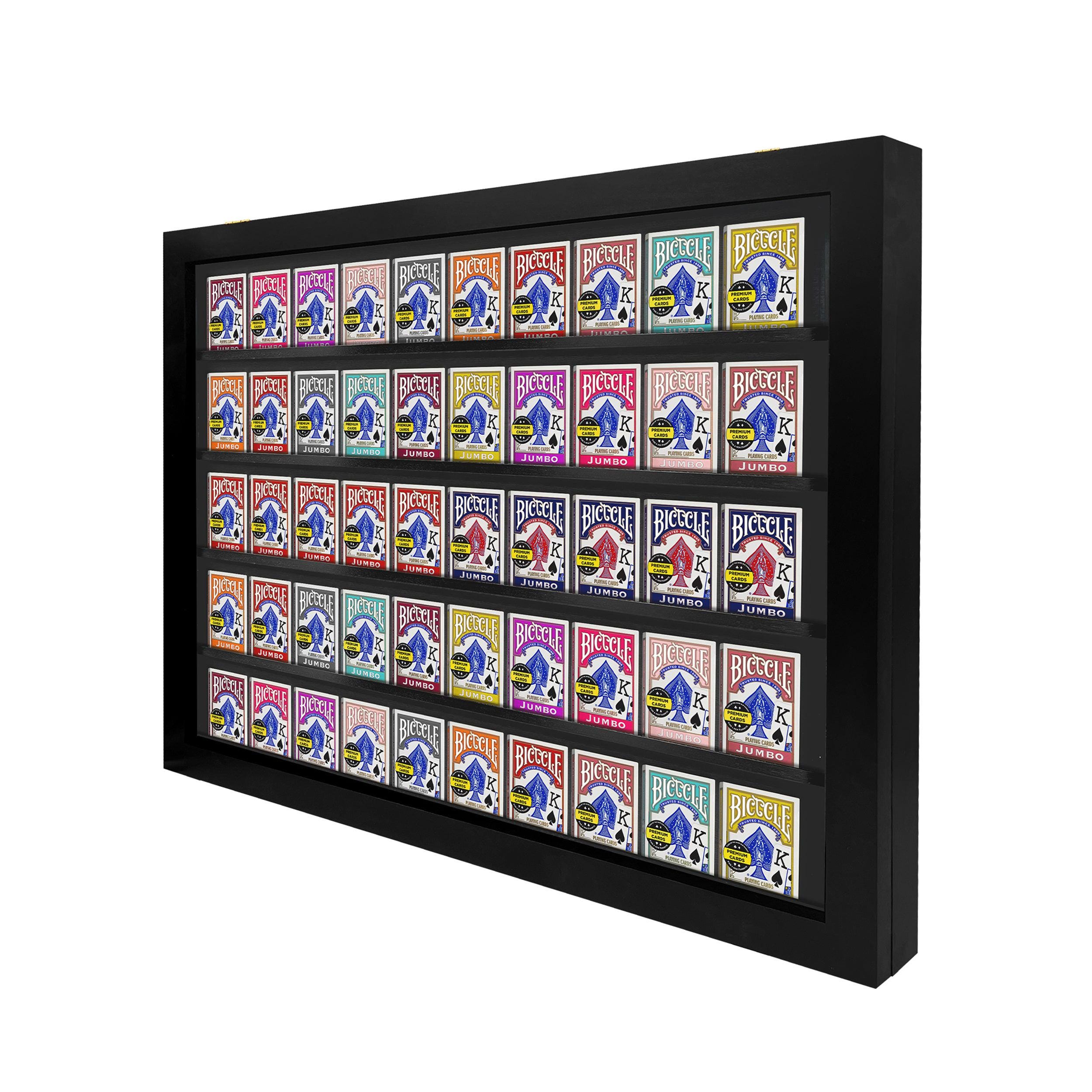 playing card deck display case Beeveer Frame Holds 60 Decks Trading Card Show Display Case for Sports/Poker Cards Collection Lockable Wall Mount Cabinet Acrylic Door UV Protection Black : Toys & Games your collectible will definitely be the main highlight on your wall.【 Highlight Your Card Decks Like No Other】 Card Display (Input wanted) :