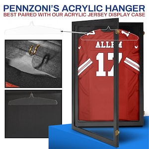PENNZONI Clear Acrylic Hanger - Jersey Display Hanger - Crystal Clear Acrylic Hanger for Jersey, T-Shirt