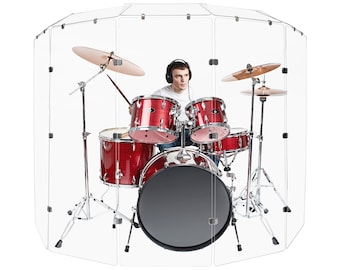 PENNZONI Drum Shield  5.5ft Acrylic Panels w/ Deflector & Chrome Hinges, Premium Clear Acrylic Panel, Plexiglass Sound Shield, Drum Screen