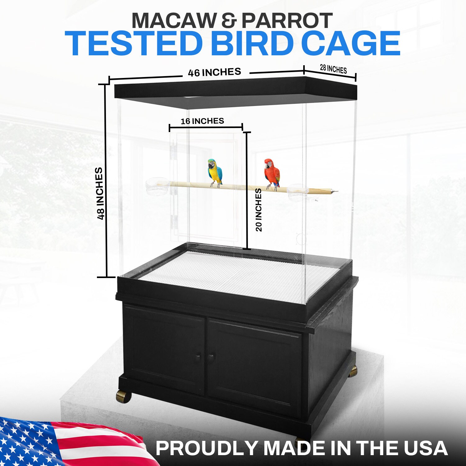 Premium Bird Cage Fully Acrylic Cage With Black Base for Storage USA MADE Etsy UK