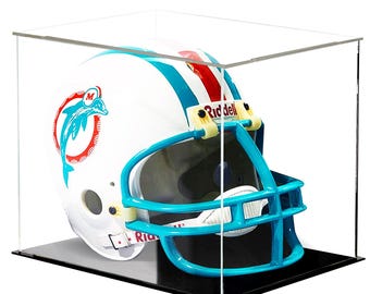 Vitrina para cascos Pennzoni: vitrina de acrílico para cascos de fútbol americano con base negra, ideal para cascos de tamaño completo de la NFL.