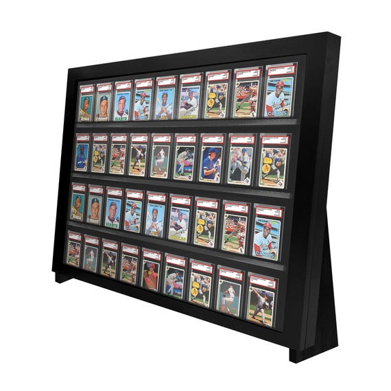graded card display shelf Amazon.com: 4 Pack Sports Card Display Stand Wood Trading Card Rack  15*1.2*0.7 Inch Graded Card Display Shelf Baseball Card Frame Wall Display  Toploader Card Holder Display for Home Shop (No card) (Primary