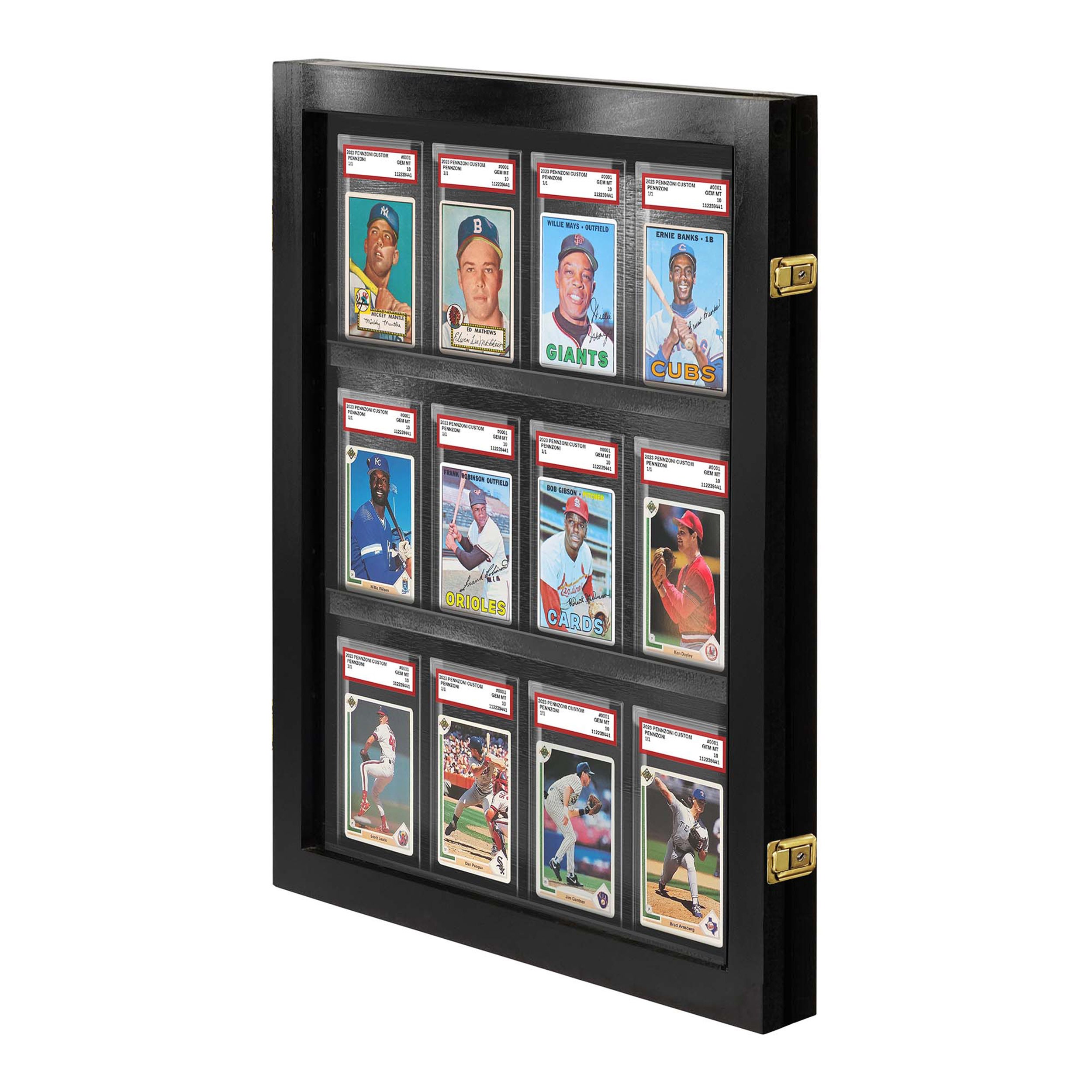 sports card display cases 16 Graded/Slabbed Case Wall Mount Cabinet and golden oak finish 12 Graded PSA- Cards Display