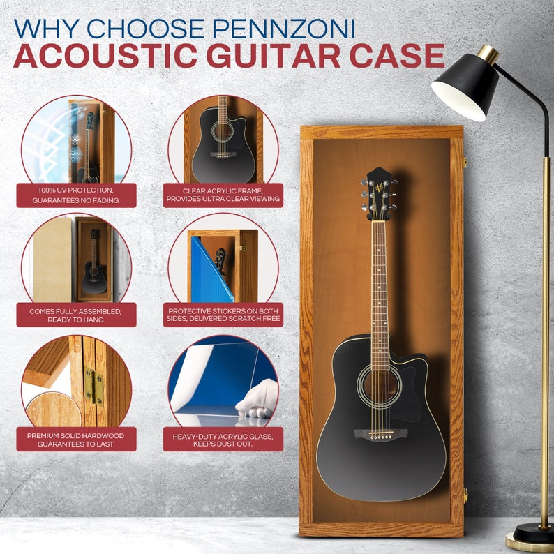 Guitar Display Case Solid Hardwood Acoustic Guitar Display Case bild 5