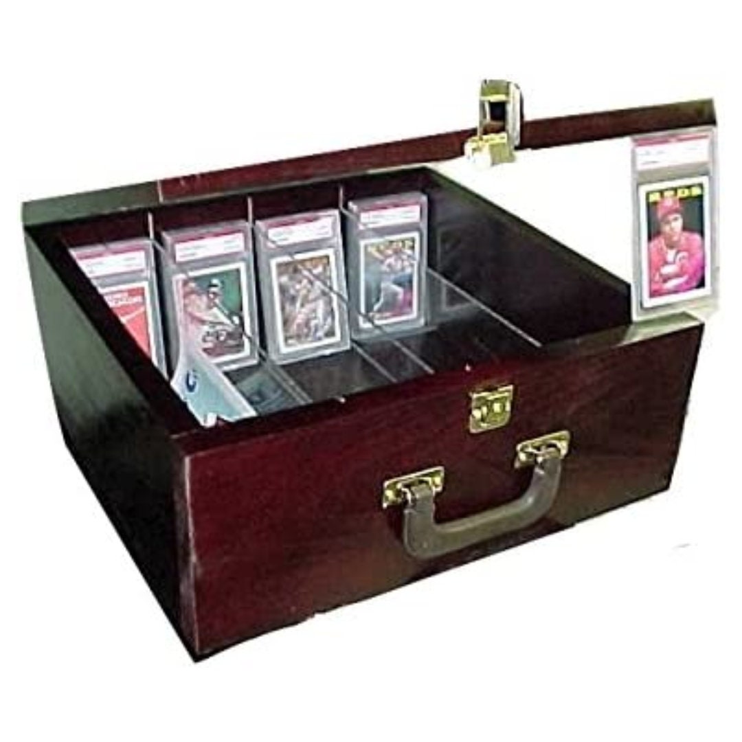 PENNZONI Baseball Storage Card Case, Wood Box, Graded and Ungraded Baseball Card Case, Trading