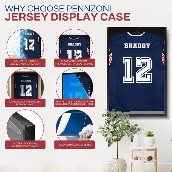 Two Pack Jersey Display Case - Large and Medium Frames Shadowbox for Soccer, Basketball, Football, Baseball and Hockey Uniform, Shirt, Black Wood