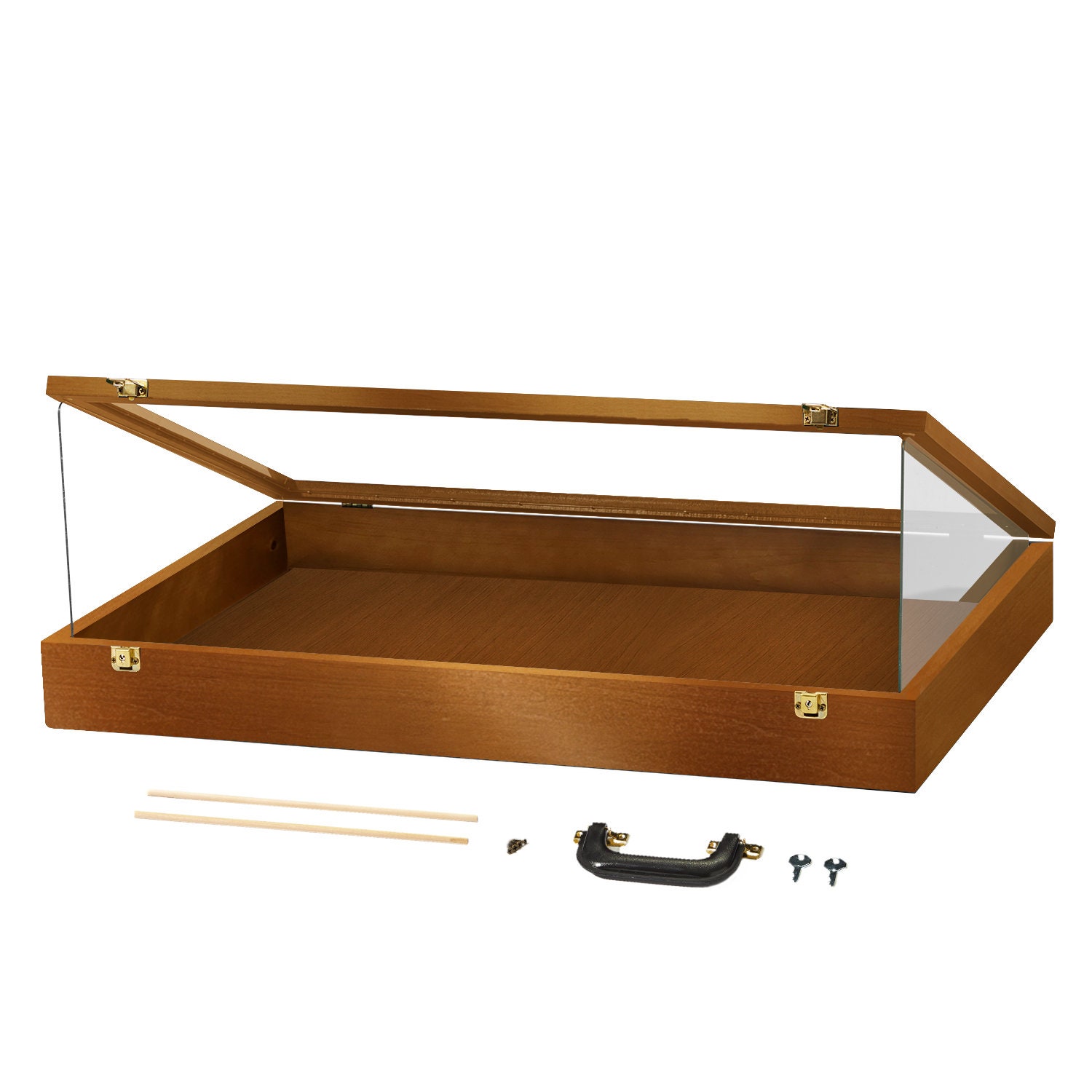 Wholesale Glass Top Display Case – Black Base, 36 Ring Storage, Portable Sales Box (Unbranded)