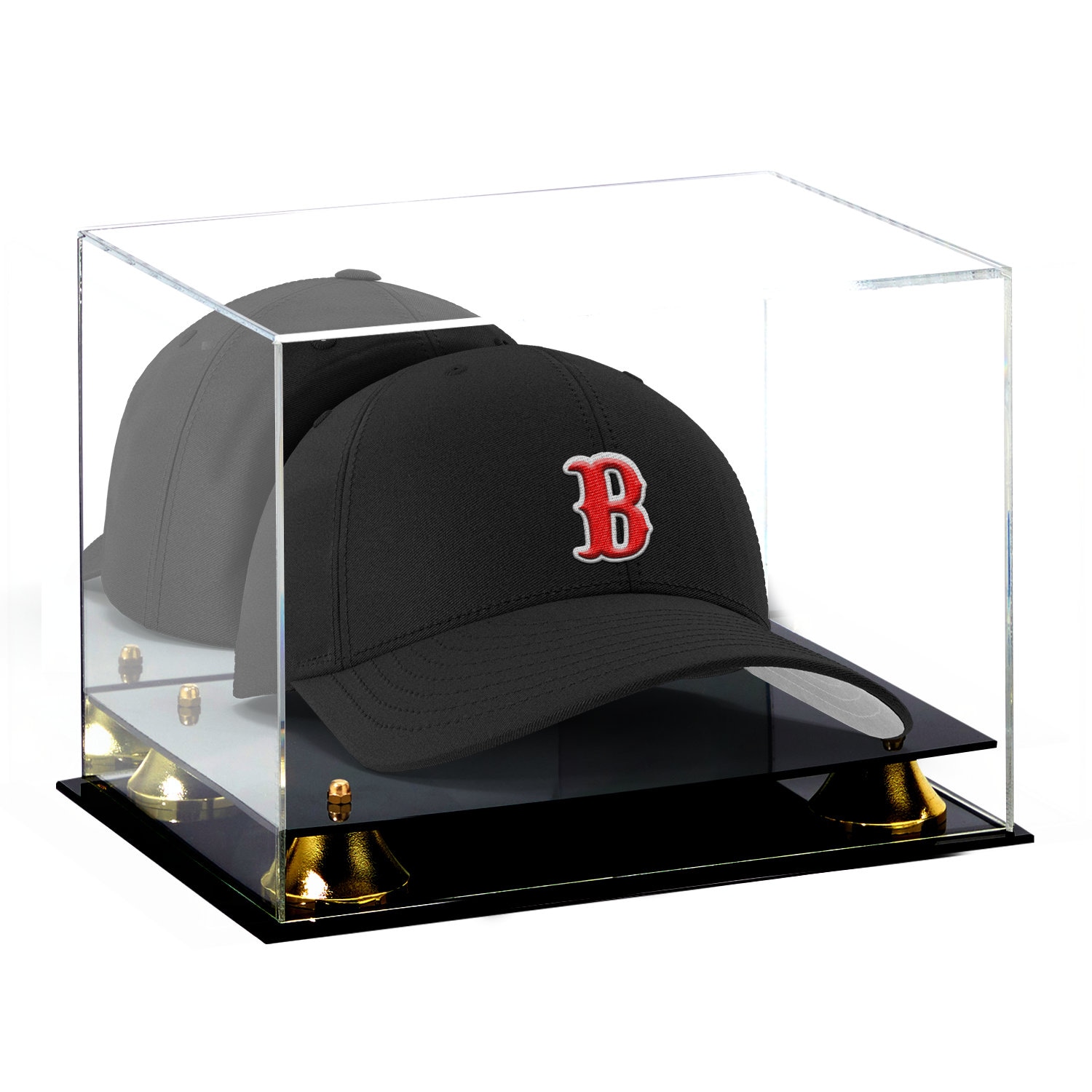 Better Display Cases Acrylic Cowboy Hat Display Case with Clear Case, Red Risers and Black Base - 16 x 13 x 12 (V61B/A024-B)
