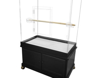 Premium Bird Cage Fully Acrylic Cage  with black base for Storage / USA MADE