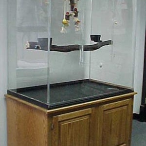 View of Premium Bird Cage With Oak Base / Macaw Cage / Fully Acrylic Noise ...