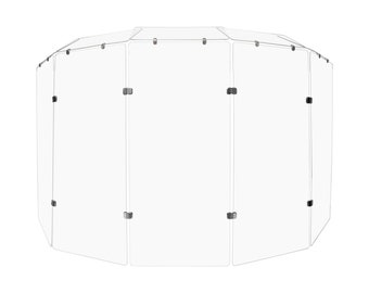 PENNZONI Drum Shield 4ft Acrylic Panels w/ Deflector & Chrome Hinges, Premium Clear Acrylic Panel, Plexiglass Sound Shield, Drum Screen