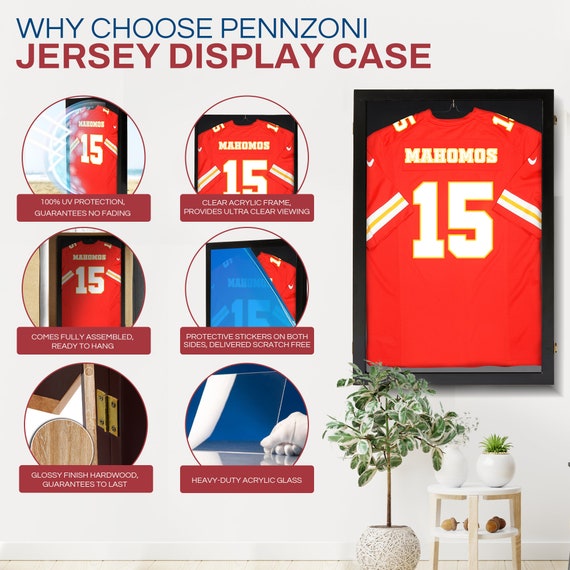 NHL Team Logo Hockey Jersey Mahogany Frame Wall Mountable Display Case – DAS