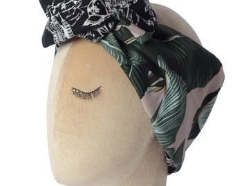 Handmade mouldable headband / turban / headband / hairband / headwrap in handmade-sartorial Maxmara fabric - ref 1213