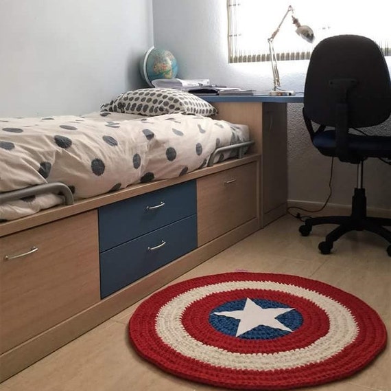 Super Hero Rug Captain America Super Hero Rug Play Mat Area Rug For Kids Crochet Rug Round Area Rug Kids Rug Room Boy Decor