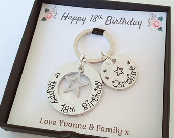 18th Birthday Keyring Gift for Girl. Eighteenth Personalised Birthday Keepsake Keyring Gift. Eighteen key chain