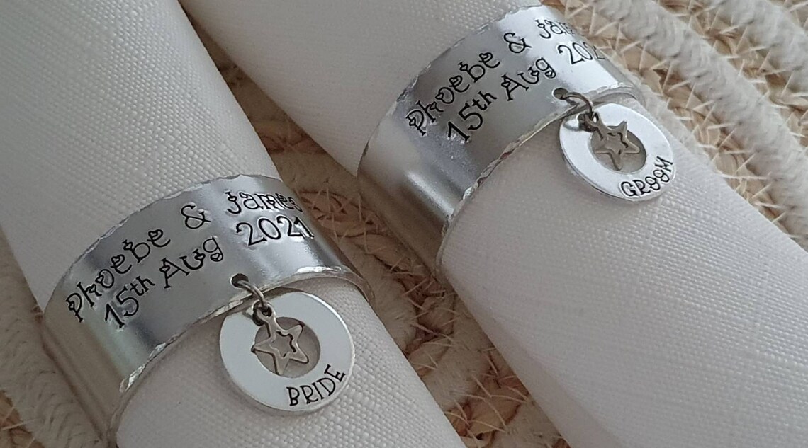 Personalised Napkin Rings for Wedding. Custom Napkin Ring Etsy