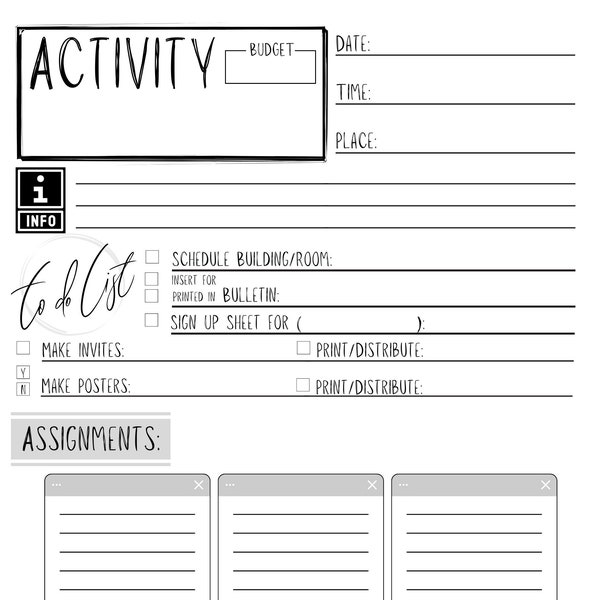 Church Activity Planner