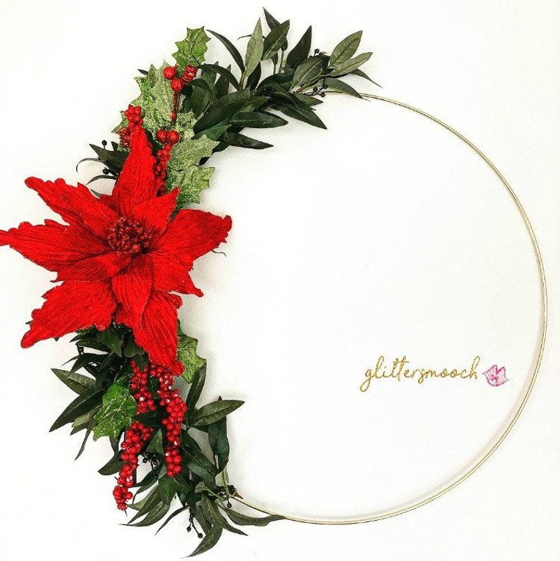 CHRISTMAS WREATH,holiday wreath modern hoop wreath