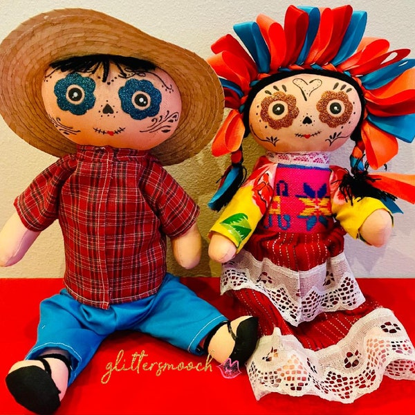 READY to ship! 12 inch Day of the Dead doll, Catrina doll, Juanito doll,Dia de Muertos doll, Mexican doll, Handmade Catrina doll, Maria doll