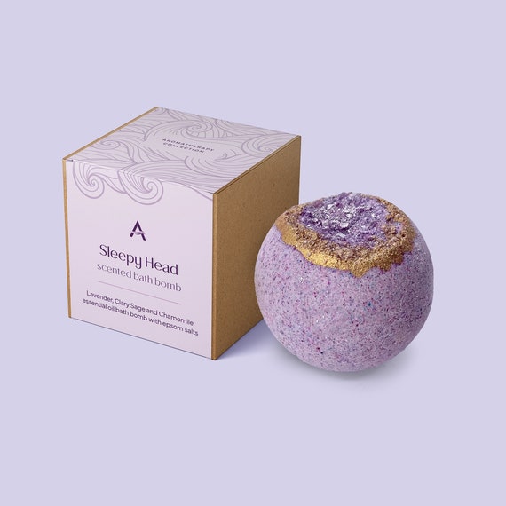 Relaxing Lavender and Chamomile Bath Bomb, Essential Oil Aromatherapy Bath, Bath Bomb For Bedtime, Epsom Salts, Sleep Well Gift.