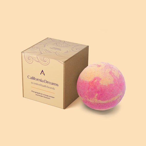 Pink Grapefruit and Orange Bath Bomb | California Dreaming Gift | Road-Trip Gift | Gift For Travel Lovers