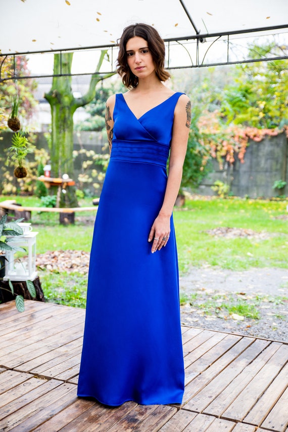 Abito lungo blu abito da sera abito elegante donna abito da | Etsy Italia