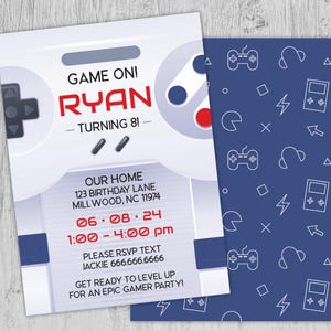 Gaming Birthday Party Invitation | Digital Gamer Party Invite | Video Game Theme Birthday Printable | Editable Boys Gamer Invitation