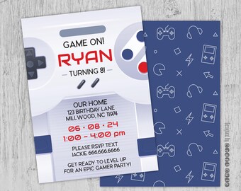 Gaming Birthday Party Invitation | Digital Gamer Party Invite | Video Game Theme Birthday Printable | Editable Boys Gamer Invitation