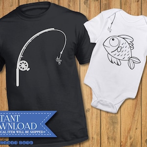 Pesca papà svg - papà e bambino svg - Pescatore - Pesce DXF - Pesce Cut File - Baby Fish dxf - Giorno dei Padri SVG - Papà Camicia SVG