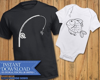 Fishing Dad svg - Dad and Baby svg - Fishing Pole - Fish DXF - Fish Cut File - Baby Fish dxf - Fathers Day SVG - Dad Shirt SVG