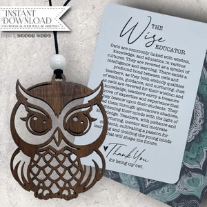 Lehrer Geschenk SVG, Eule Laser Cut Datei, Eule SVG, Lehrer Ornament, Laser Ready Datei, Die weise Eule, der weise Erzieher, süße Eule SVG