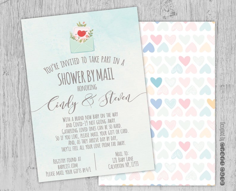 Shower by Mail Invitation Blue Baby Invitation Printable Etsy