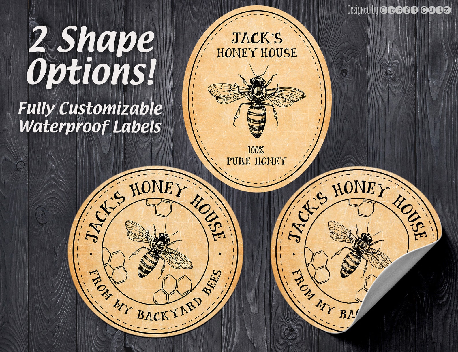 CUSTOM Honey Labels Customized Round Honey Stickers Custom Etsy