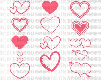 Corazones Cortar Archivo - Corazón svg - Descarga digital - Valentine svg - Valentine dxf - Día de San Valentín svg - amor svg