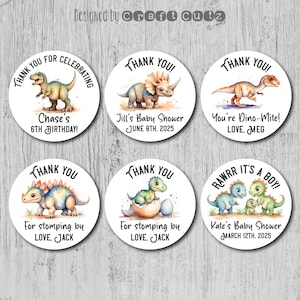 Dino Birthday Sticker, Happy Birthday Dino Sticker, Dinosaur Baby Shower Label, Dino Shower Stickers, Dino Themed Stickers, Favor Labels
