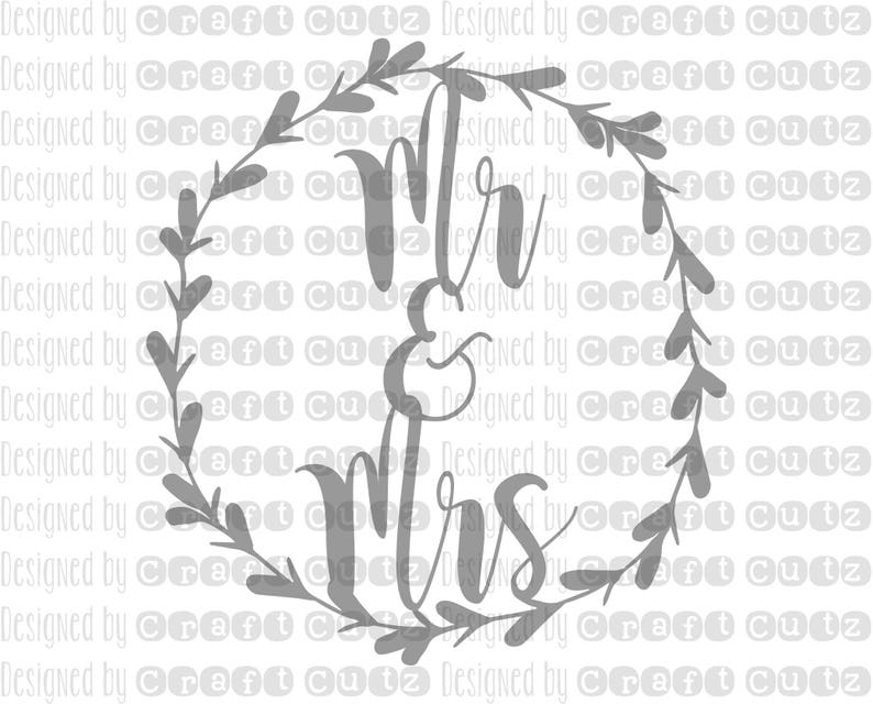 Mr & Mrs Monogram Wreath Svg Cake Topper Svg Wedding Svg - Etsy