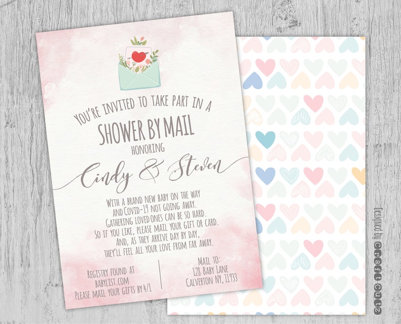Shower by Mail Invitation Pink Baby Invitation Printable Etsy Canada