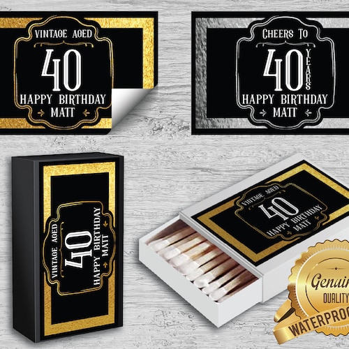 Custom Birthday Match Box Labels Waterproof Milestone Cigar ...