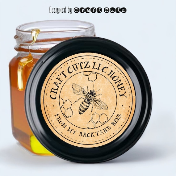 CUSTOM Honey Labels, Customized Round Honey Stickers, Custom Oval Honey Labels, Waterproof Labels, Honey Jar Labels, 100% Pure Honey Label