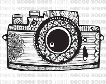 Hand Drawn Camera Mandala svg - Digital Download - Vintage Camera svg - Canon Camera - svg