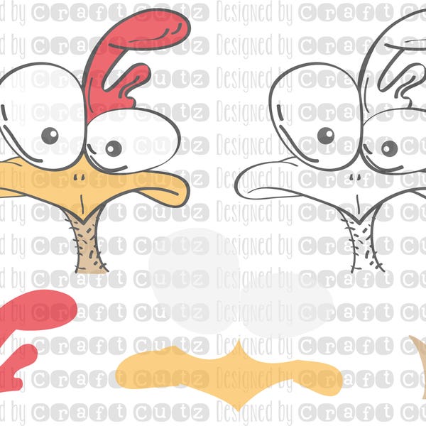 Chicken Head SVG, Cute Crazy Chicken Cut File