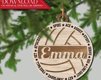 Volleyball Ornament Cut File, Volleyball svg, Round Volleyball SVG, Sports svg, Laser Cut File, Ornament SVG, Laser Ready