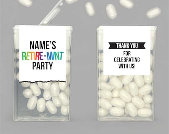 Retirement Party Favors, Retire Mint Labels, Mint Favors, Retiremint Mint Favors, Happy Retirement Personalized Party Favors