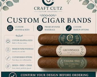 ANILLAS DE PUROS PERSONALIZADAS / Juego de etiquetas personalizadas para puros / Puros para bodas / Recuerdos para fiestas de jubilación / Puros para cumpleaños / Forma personalizada / Calibre 43–60