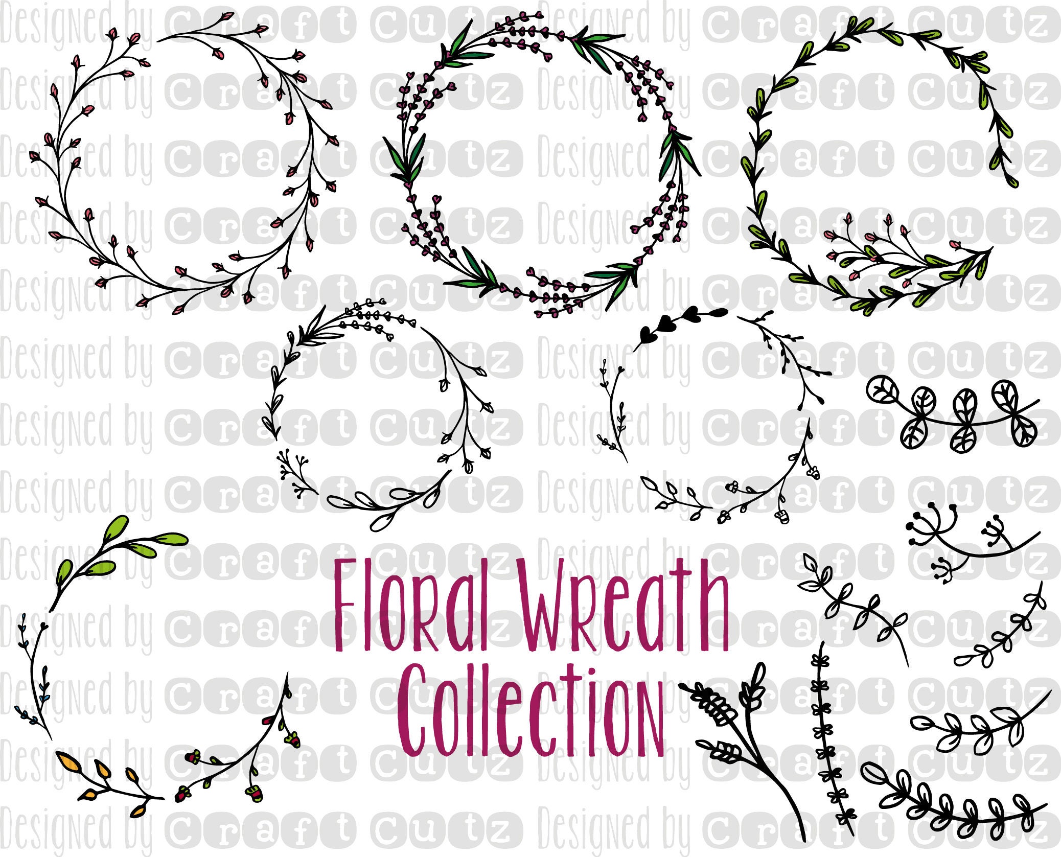 Download Floral Wreath svg Floral Clipart DIY Invitation Monogram | Etsy